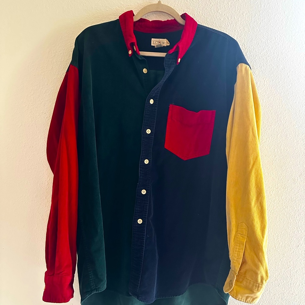 J. CREW VNTG Men’s Color-block Corduroy button down, XL 1991 J. CREW authentic